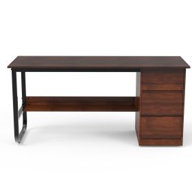 5.25FT/1.6M Wooden Modern Office Desk Executive Office Desk Home Office Desk with Drawers Bottom Shelf