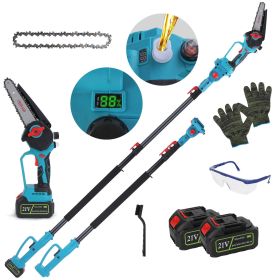 2-IN-1 Cordless Pole Saw And Mini Chainsaw With Extension Pole 21V Battery 6lectric Brushless Pole Chainsaw with Digital Display Auto Oiler Safety