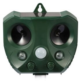 Ultrasonic Animal Repeller Solar Powered Repellent with Motion Sensor LED Flashing Lights IPX6 Waterproof Outdoor for Farm Garden Yard