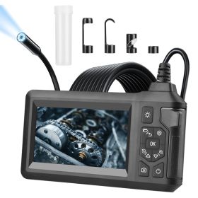1080P Endoscope Camera with 8 LED Light 8mm Borescope Inspection Camera 4.3olorful Screen IP67 Waterproof 16.4FT Semi-Rigid Cord Handheld Snake Cam