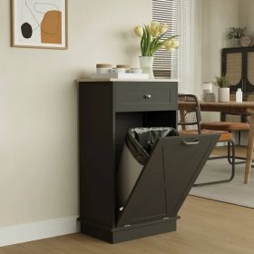 Trash Can Cabinet in Black Wood Finish - Accommodates 10-Gallon Trash Bin