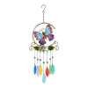 Butterfly Iron Ornament with Glass Leaves Wind Chime - Decorative Garden Hanging Decor