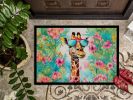 Hippie Animal Giraffe Doormat Front Door Mat Indoor Outdoor Rugs for Entryway, Non Slip Washable Low Pile, 24H X 36W