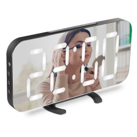 Mirror LED Alarm Clocklectronic Snooze Night Light Alarm Clockï Dimming Mode 3 Level Brightness Dual USB Ports Modern Decoration For Home Bedroom