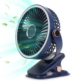 Portable Quiet Clip On Fan With 5 Speeds 3 Brightness 720ully Adjustable Angle Type-C Rechargeable Clip Desk Wall Mounted Fan For Camping Office Ho (Option: Blue)_gGPCT497)