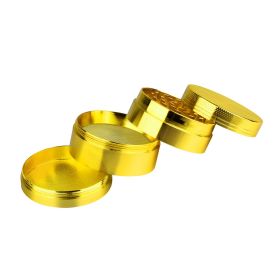 Magnetic Herb Spice Tobacco Grinder 2-inch 4-Piece Zinc Alloy Crusher Kitchen Mill with Pollen Scraper (Option: rignder(Gold)