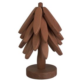 Wooden Trivets for Hot Dishes Tree Shape Trivet Set Placement Mats Coaster Set for Dining Table Kitchen Counter Decoration with 4 Wooden Trivets 1 Sta (Option: Walgnut)