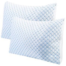 Cooling Memory Foam Pillow Ventilated Soft Bed Pillow w/ Cooling Gel Infused Memory Foam Heat Moisture Reducing Cooling Fiber Breathable Machine Washa (Option: King)g_(2Pc)