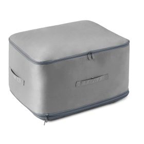 Large Foldable Storage Bag For Comforter Quilt Blanket Clothes Pillows Beddings Self Compression Organizer For Duvet Closet Storage Containers With Du (Option: Grey_gL)
