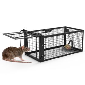 1Pc Rat Trap Cage Humane Live Rodent Trap Cage Galvanized Iron Mice Mouse Control Bait Catch with Detachable U Shaped Rod (Option: 1Pc_Black_Ugpgrade)
