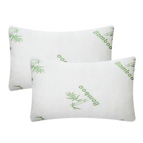 2Pcs Bamboo Memory Foam Pillow Hypoallergenic Bed Pillow For Head Neck Rest Sleeping Shredded Pillow Washable Cover Queen Size Pillow (Option: Queen)g_GPCT84)