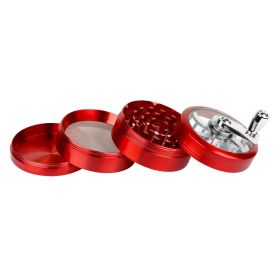 Herb Spice Tobacco Grinder 2.5-inch 4-Piece Zinc Alloy Hand Crank Crusher Kitchen Mill with Pollen Scraper (Option: GringerbGrinder(Red)
