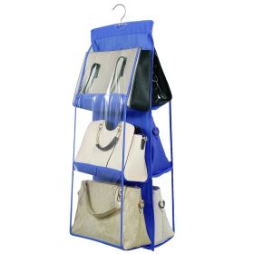 Hanging Handbag Organizer w/ 6 Pockets Closet Purse Storage Shelves Holder Hanging Shelf Bag (Option: erg(Blue)
