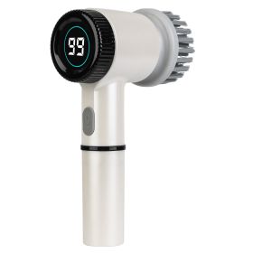 Electric Spin Scrubber Cordless Handheld Rechargeable Cleaning Brush With 5 Replaceable Heads IPX7 Waterproof 3 Speeds Handheld Spin Scrubber For Tub (Option: Whigte)