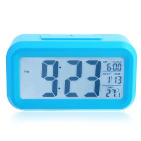 iMounTEK Digital Clock w/ LCD Backlight Alarm Snooze Temperature Calendar Display Light Sensor Eye-Friendly (Option: ocgk(Blue)