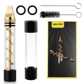 Glass Blunt Pipe Twisty 7-in-1 Grinder Blunt Kit w/ Smoking Metal Tip Cleaning Brush (Option: ipge(Gold)