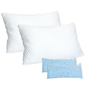 2 Pack Shredded Memory Foam Pillows Adjustable Cool Pillows with Extra Filling Machine Washable Cover for Side Back Stomach Sleepers (Option: Queen_2Pcg)