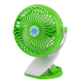 Clip Fan Rechargeable Battery USB Rotation Fan Speed Adjustable Low Noise For Home Office Desk (Option: Greegn)
