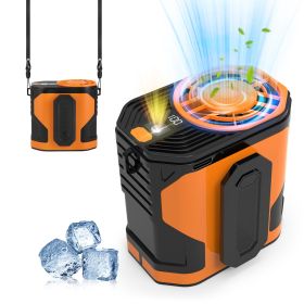 3 In 1 Rechargeableáist Clip Fan000mAhåarable Personal Fan Hands-Free with Flashlight 10 Speeds 100 Wind Power LCD Display Strap Double As Power (Option: Orange)g_GPCT54)