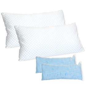 2 Pack Shredded Memory Foam Pillows Adjustable Cool Pillows with Extra Filling Machine Washable Cover for Side Back Stomach Sleepers (Option: King_2Pc)ging_2Pc)