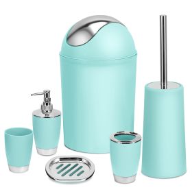Bathroom Accessories Set 6 Pcs Bathroom Set Ensemble Complete Soap Dispenser Toothbrush Holder Tumbler Soap Dish Toilet Cleaning Brush Trash Can (Option: Segt(Aqua)