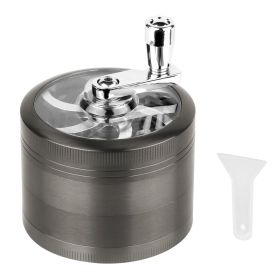 Herb Spice Tobacco Grinder 2.5-inch 4-Piece Zinc Alloy Hand Crank Crusher Kitchen Mill with Pollen Scraper (Option: DgerbGrinder(DarkGrey)