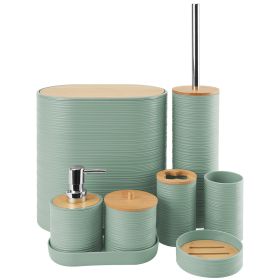 8Pcs Bathroom Accessories Set Bathroom Holder Set with Soap Dispenser Toothbrush Holder Cup Soap Dish Toilet Cleaning Brush Trash Can Qtip Holder Vani (Option: Greegn)