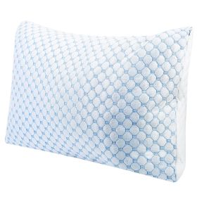 Cooling Memory Foam Pillow Ventilated Soft Bed Pillow w/ Cooling Gel Infused Memory Foam Heat Moisture Reducing Cooling Fiber Breathable Machine Washa (Option: King)g_(1Pc)