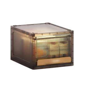 16.5L Stackable Storage Bin Plastic Drawer with Lid Closet Organizer Two Ways Opening Storage Box for Closet Kitchen Living Room Bedroom (Option: L_Brogwn)