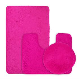 3Pcs Bathroom Rug Set Shaggy Contour Toilet Lid Cover Plush Mat Anti-Slip Absorbent Bath Carpet For Tub Shower Bathroom (Option: Rgosy)