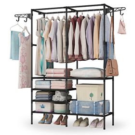 Metal Garment Rack Shoe Clothing Organizer Shelves Freestanding Multifunctional Clothes Wardrobe (Option: GarmentShoeStoraggeShelf_GPCT3174)