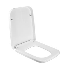 Square Toilet Seat with Grip-Tight Seat Bumpers Heavy-Duty Quiet-Close Quick-Release Easy Cleaning White UK (Option: Top_GPgCT1877)