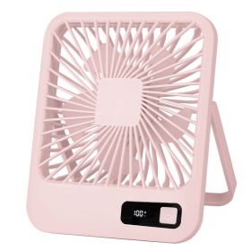 Mini Desktop Cooling Fan Rechargeable Battery Powered Personal Fan Speed Adjustment Strong Airflow Quiet Travel Fan with LCD Display for Home Office T (Option: Pink)_GPgan(Pink)