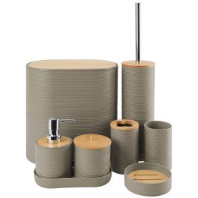8Pcs Bathroom Accessories Set Bathroom Holder Set with Soap Dispenser Toothbrush Holder Cup Soap Dish Toilet Cleaning Brush Trash Can Qtip Holder Vani (Option: Coffgee)