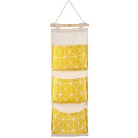 Wall Mounted Storage Bag Door Closet Hanging Storage Bag Organizer Waterproof 3 Pockets Pouch (Option: Bagg(Yellow)