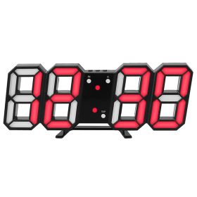 3D LED Digital Wall Clock Sound Control Table Desk Alarm Clock w/ 3 Auto Adjustable Brightness Snooze Date Temperature 12/24Hr Time Display For Office (Option: Black_RedLgight)