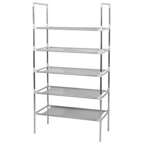 5 Tiers Shoes Rack Shelves 15 Pairs Shoes Storage Organizer Stand Tower Stackable Shoe Holder (Option: Grgay)