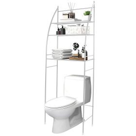 3 Tier 25.59x9.84x66.14in Bathroom Over the Toilet Storage Shelf Free Standing Laundry Room Organizer Space Saver Rack (Option: gWhite)