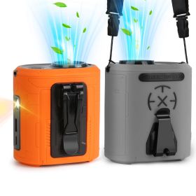 5 In 1 Portable Waist Clip Fan With 5 Speeds Flashlight 10000mAh Battery Operated Personal Wearable Turbo Belt Fan Hands-Free Neck Fan For Camping Tra (Option: Orange)_gGPCT545)