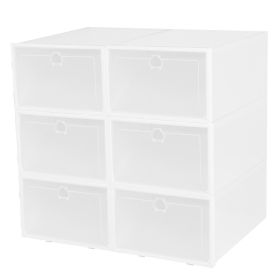 6Pcs Collapsible Shoe Box Stackable Shoe Storage Bin Transparent Dustproof PP Shoe Organizer Container (Option: Whiteg)