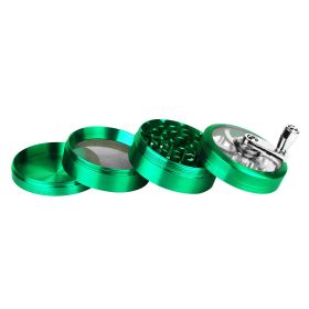 Herb Spice Tobacco Grinder 2.5-inch 4-Piece Zinc Alloy Hand Crank Crusher Kitchen Mill with Pollen Scraper (Option: GrindgerbGrinder(Aqua)