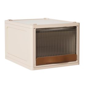 16.5L Stackable Storage Bin Plastic Drawer with Lid Closet Organizer Two Ways Opening Storage Box for Closet Kitchen Living Room Bedroom (Option: L_Whigte)