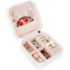 Mini Jewelry Storage Box Portable Ring Earring Necklace Storage Travel Case PU Leather Jewelry Organizer Gift (Option: Whiteg)
