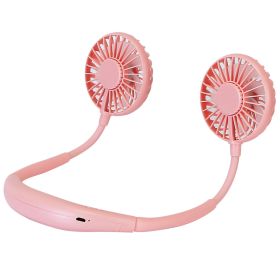 Neck Hanging Fan Hand Free Portable Aromatherapy USB Fans 360¯tatable Rechargeable Dual Cooling Fans w/Color Changing Led (Option: Pink)_GPgan(Pink)