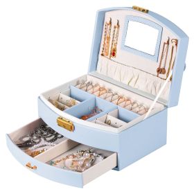 2-Layer Jewelry Box for Women Girls Lockable Leather Jewelry Organizer Jewelry Travel Case for Rings Earrings Necklaces Bracelets (Option: Purplge)