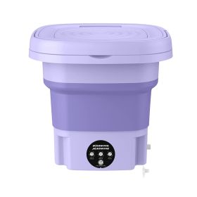 Portable Washing Machine Foldable Laundry Machine with Detachable Drain Basket 3 Modes Electric Clothes Washer for Underwear Socks Towels Baby Clothes (Option: Pgurple)