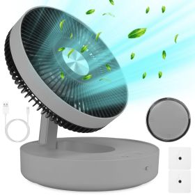 Foldable Rechargeable LED Desk Fan Wall Mounted Fan with Magnetic Remote Hanging Oscillating Fan with 4 Speeds 2 Brightness Time Setting Automatic Rot (Option: Gregy)