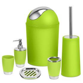 Bathroom Accessories Set 6 Pcs Bathroom Set Ensemble Complete Soap Dispenser Toothbrush Holder Tumbler Soap Dish Toilet Cleaning Brush Trash Can (Option: Segt(GRN)