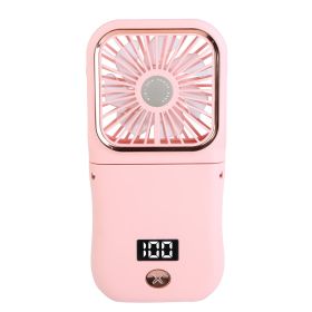 5 In 1 Folding Mini Fan Hands-free Rechargeable Neck Fan Handheld Fan with 3 Speeds Power Bank Phone Holder Neck Strap for Home Office Travel Dormitor (Option: Pinkg)