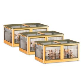 3Pcs Foldable Storage Bins with Lid 4 Doors Collapsible Stackable Closet Organizer Containers with Lock 4Pcs Wheels (Option: L_Yellogw)